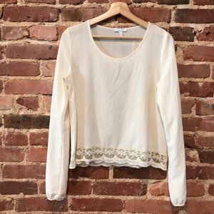 Delia's Lace Hem Blouse 90s Made in USA Long Sleeve Size Medium